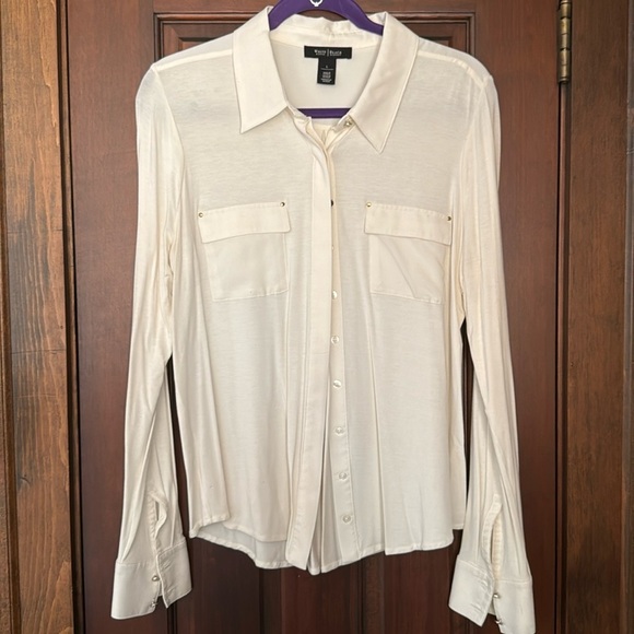 White House Black Market White Button Down Blouse - Picture 1 of 10